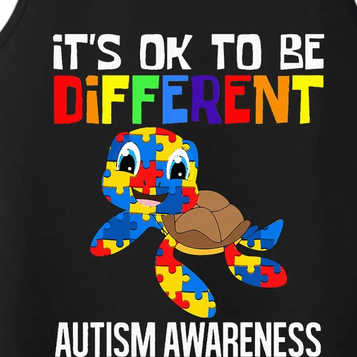 It's Ok To Be Different Autism Awareness Save The Turtles Performance Tank