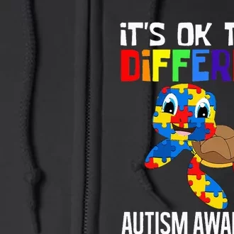 It's Ok To Be Different Autism Awareness Save The Turtles Full Zip Hoodie