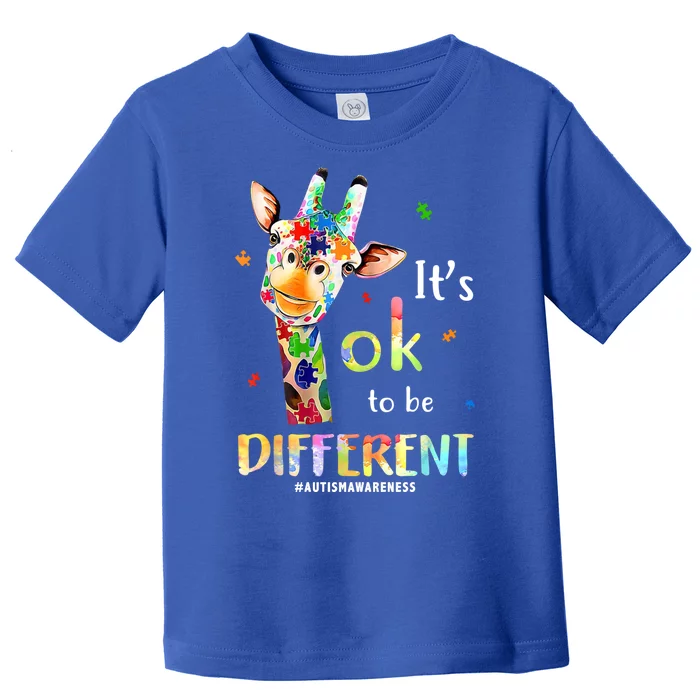 It's Ok To Be Different Autism Awareness Puzzle Giraffe Toddler T-Shirt