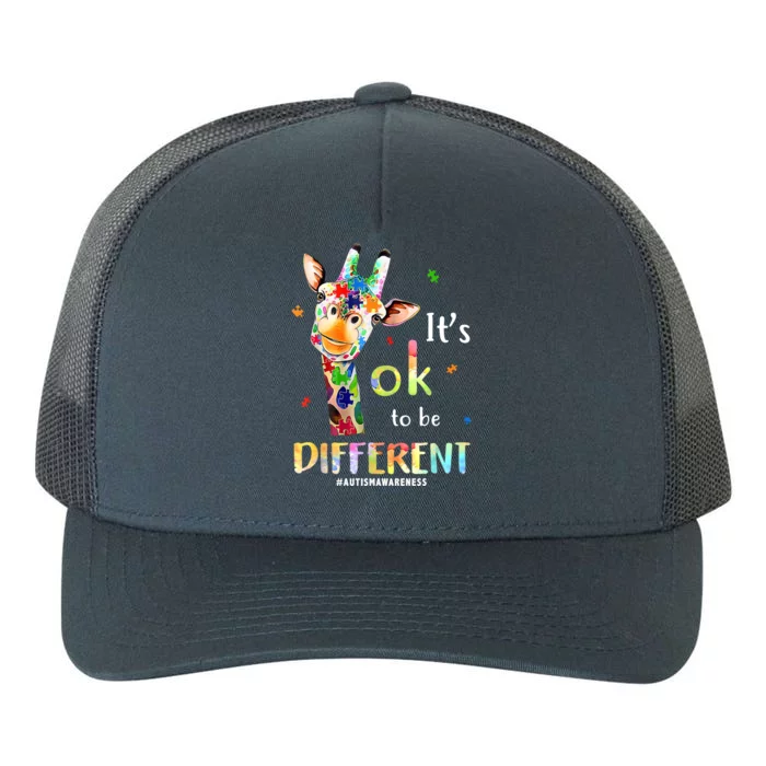 It's Ok To Be Different Autism Awareness Puzzle Giraffe Yupoong Adult 5-Panel Trucker Hat