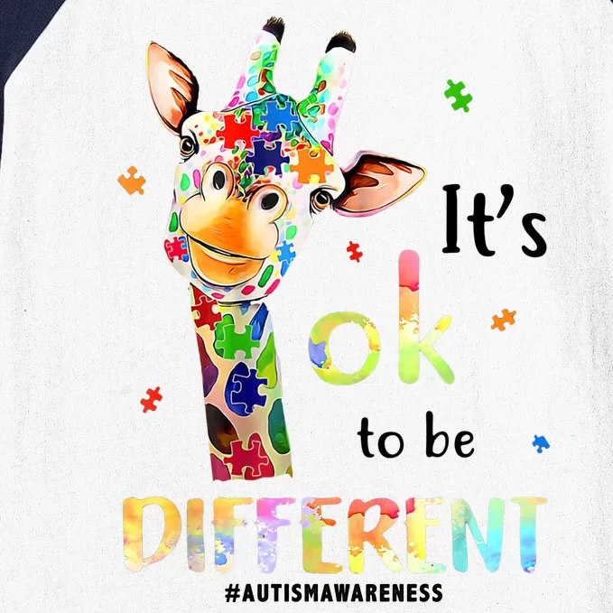 It's Ok To Be Different Autism Awareness Puzzle Giraffe Baseball Sleeve Shirt