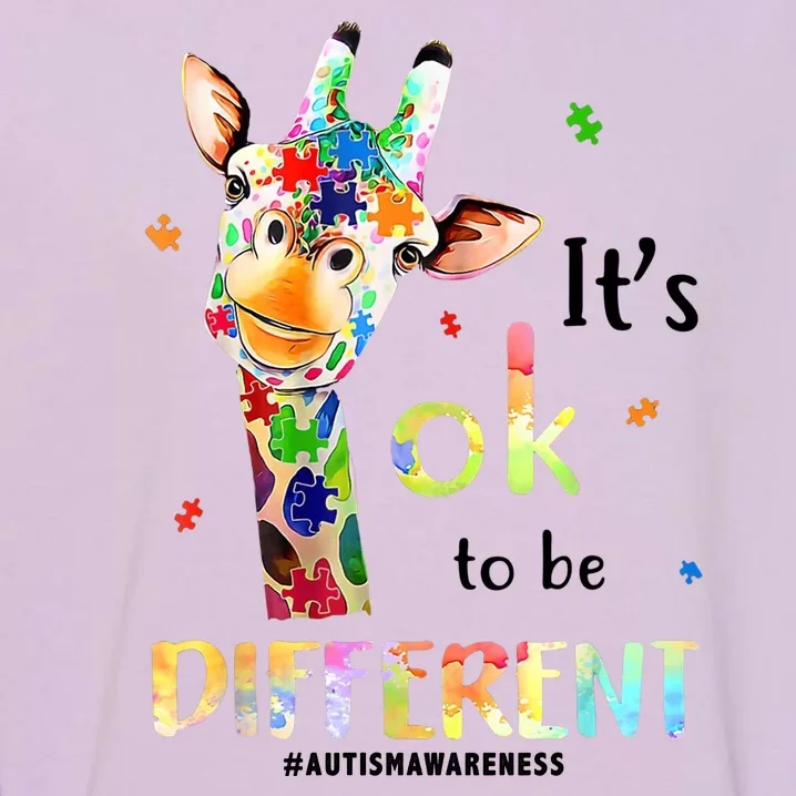 It's Ok To Be Different Autism Awareness Puzzle Giraffe Garment-Dyed Sweatshirt