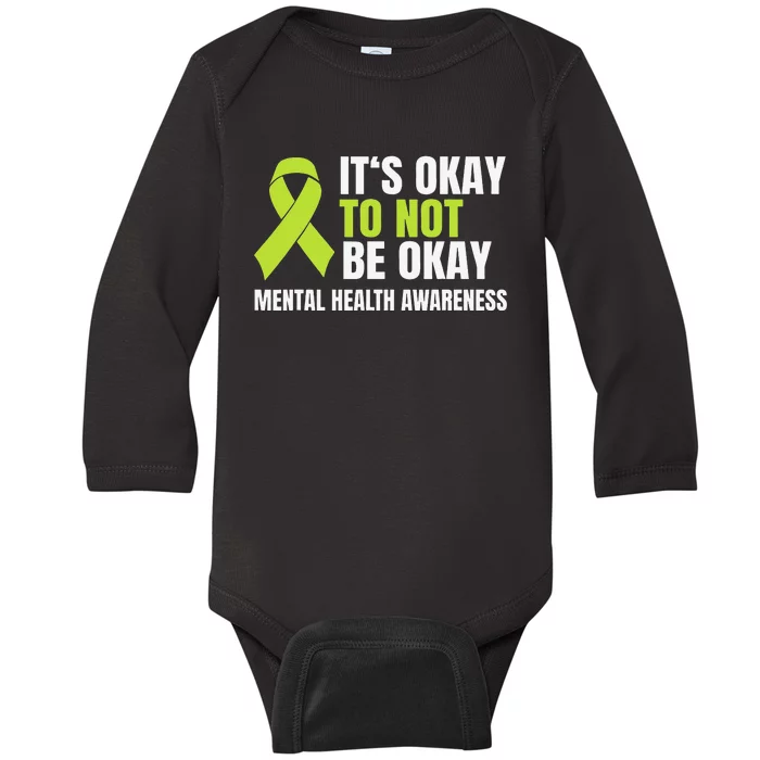 It's Okay To Not Be Okay Mental Health Ribbon Baby Long Sleeve Bodysuit