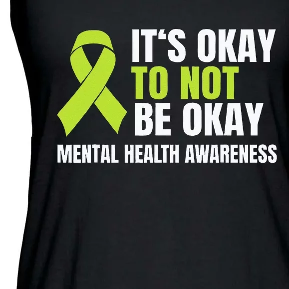 Its Okay To Not Be Okay Mental Health Ribbon Ladies Essential Flowy Tank