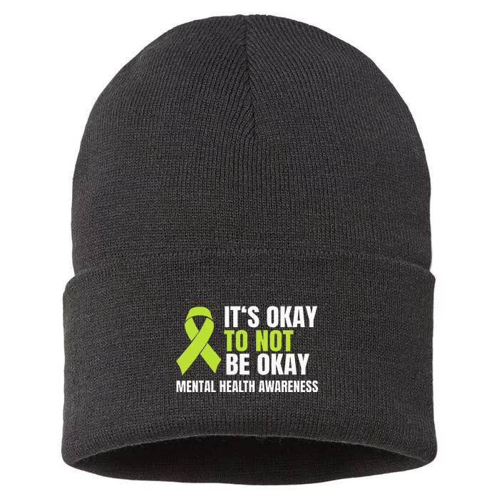 Its Okay To Not Be Okay Mental Health Ribbon Sustainable Knit Beanie