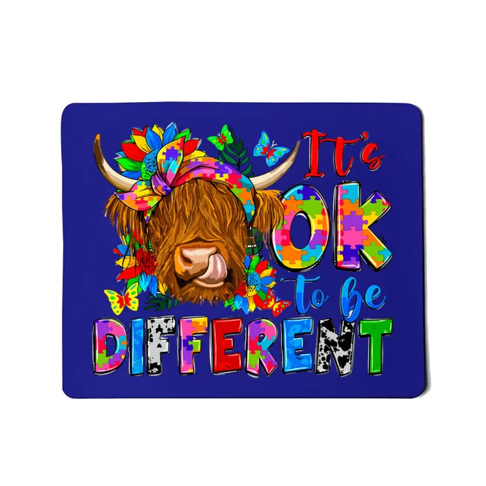 ItS Ok To Be Different Colorful Cow Autism Awareness Month Great Gift Mousepad