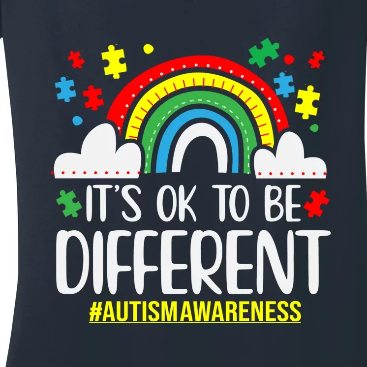 It's OK To Be Different Autism Awareness Women's V-Neck T-Shirt