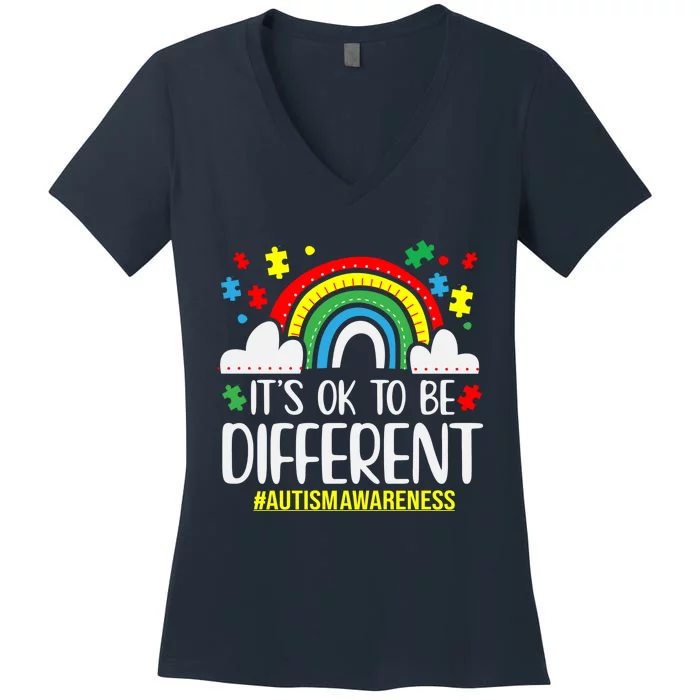 It's OK To Be Different Autism Awareness Women's V-Neck T-Shirt