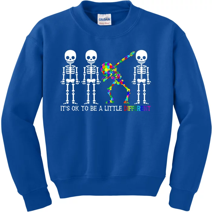 ItS Ok To Be A Little Different Autism Awareness Skeleton Gift Kids Sweatshirt