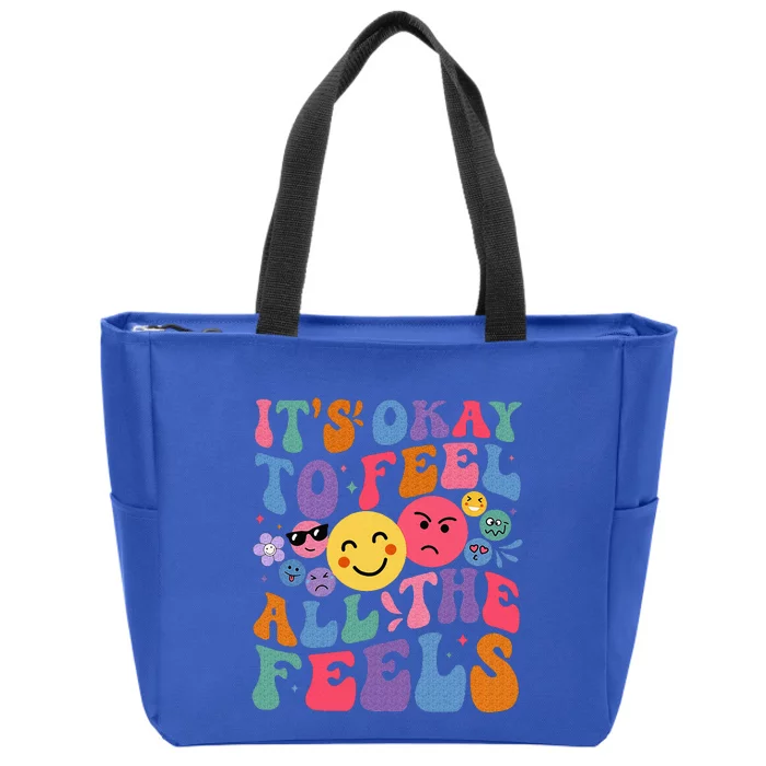 It's Ok To Feel All The Feels Emotions Mental Health Zip Tote Bag