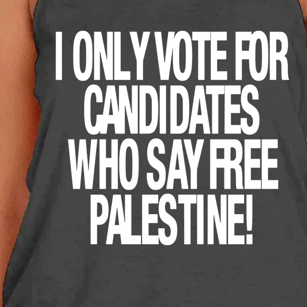 I Only Vote For Candidates Who Say Free Palestine Women's Knotted Racerback Tank