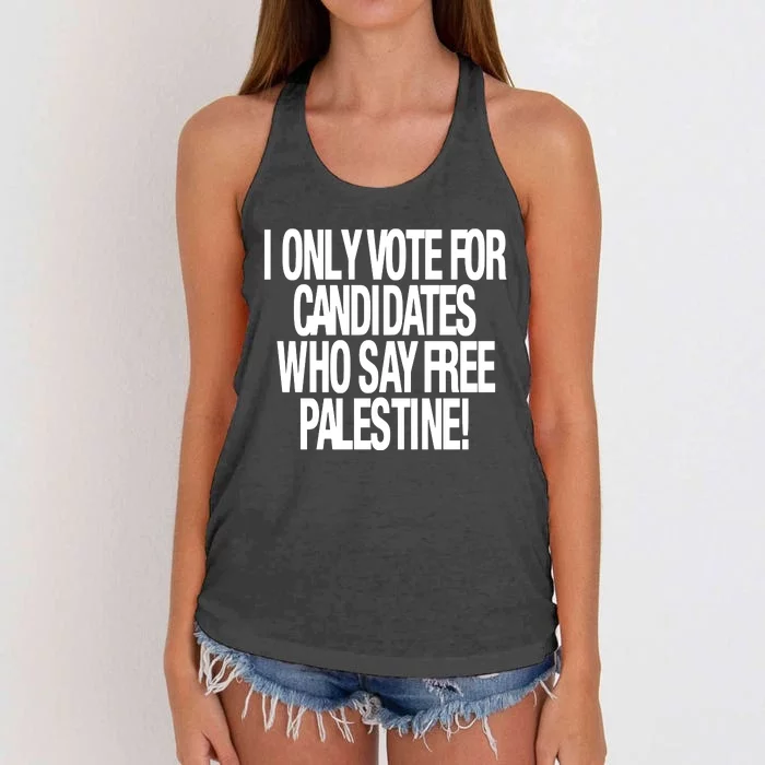 I Only Vote For Candidates Who Say Free Palestine Women's Knotted Racerback Tank