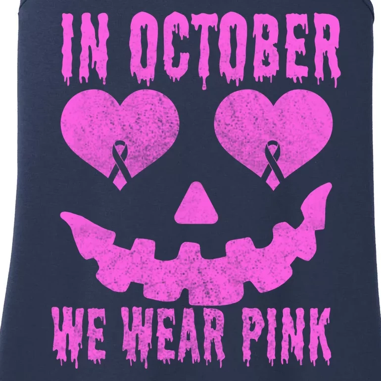 In October We Wear Pink Breast Cancer Pink Jackolantern Halloween Ladies Essential Tank