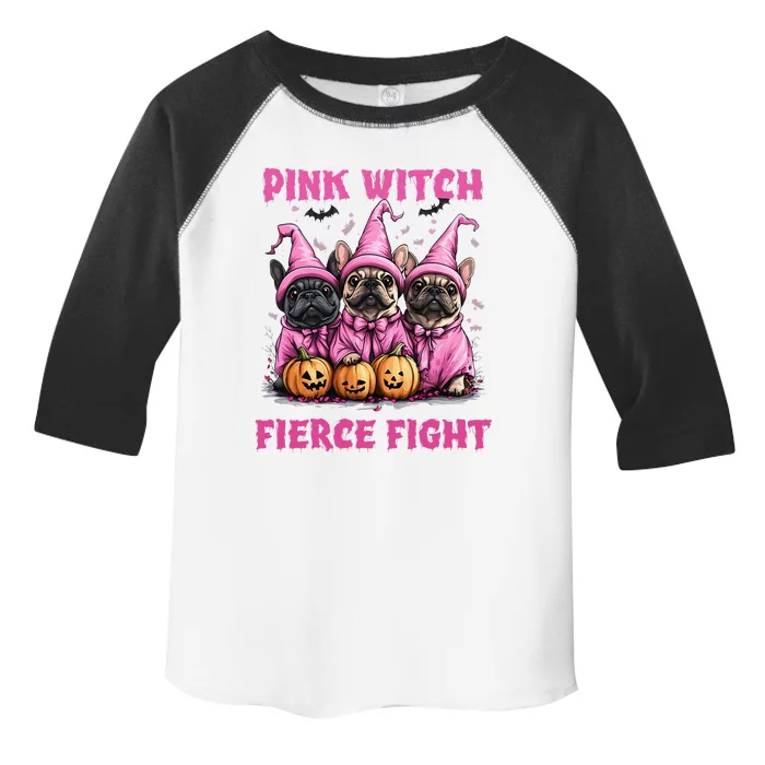 In October We Wear Pin.K Bulldog Halloween Breast Cancer Toddler Fine Jersey T-Shirt