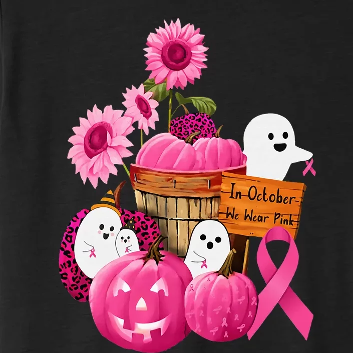 In October We Wear Pink Ghosts & Pumpkins For Breast Cancer ChromaSoft Performance T-Shirt