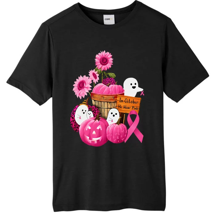 In October We Wear Pink Ghosts & Pumpkins For Breast Cancer ChromaSoft Performance T-Shirt