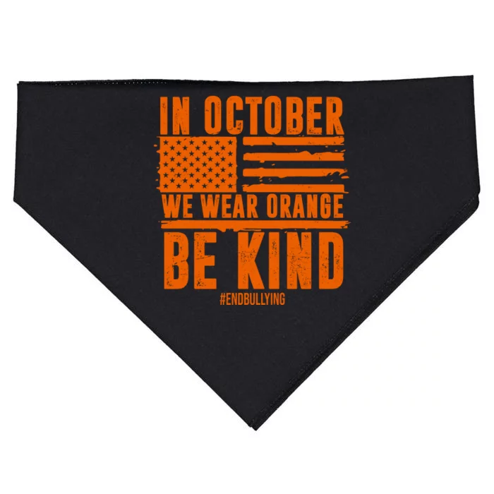 In October We Wear Orange Be Kind End Bullying USA-Made Doggie Bandana