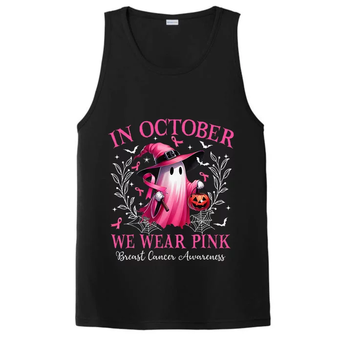 In October We Wear Ghost Witch Breast Cancer Awareness Performance Tank