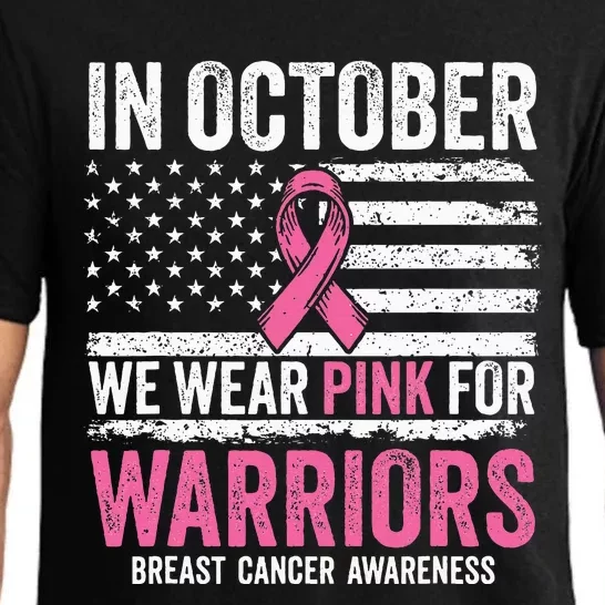 In October Wear Pink Support Warrior Breast Cancer Awarenes Pajama Set