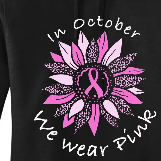 In October We Wear Pink Breast Cancer Costume Sunflower Teen Women's Pullover Hoodie