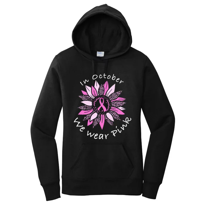 In October We Wear Pink Breast Cancer Costume Sunflower Teen Women's Pullover Hoodie