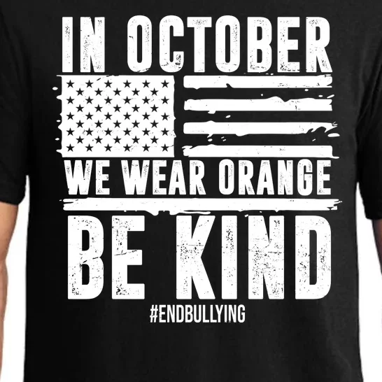 In October We Wear Orange Be Kind End Bullying Usa Flag Unity Day Pajama Set