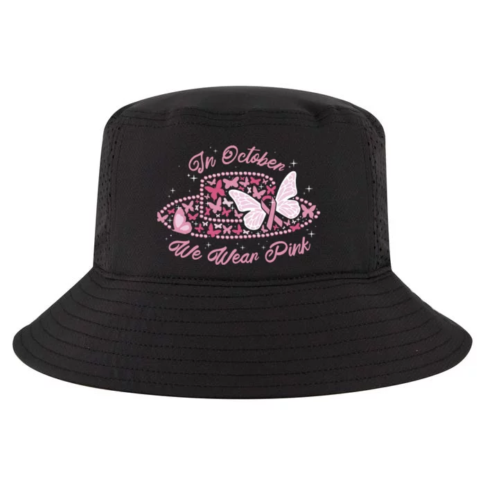 In October We Wear Pink Butterfly Ribbon Cool Comfort Performance Bucket Hat