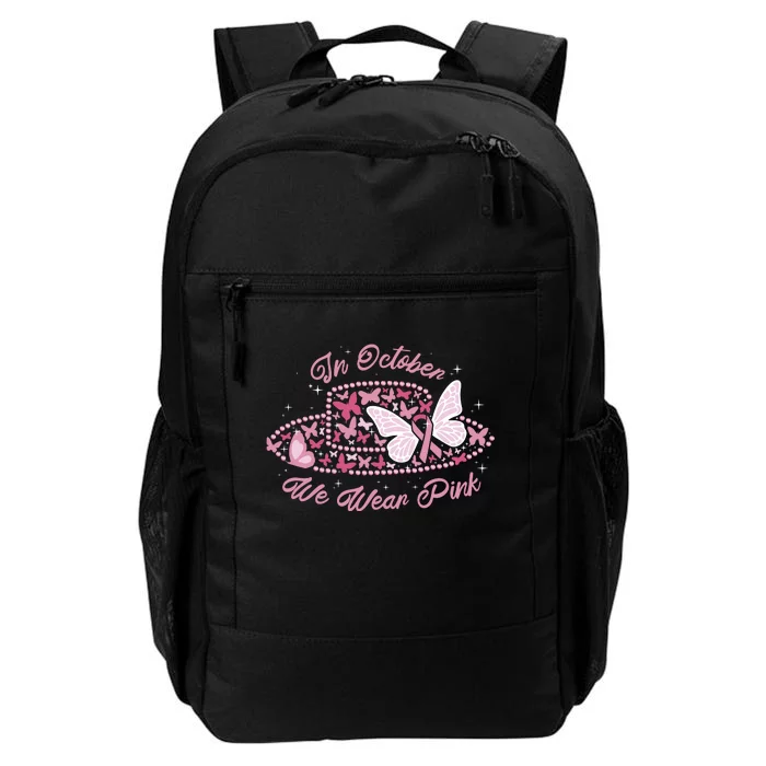 In October We Wear Pink Butterfly Ribbon Daily Commute Backpack