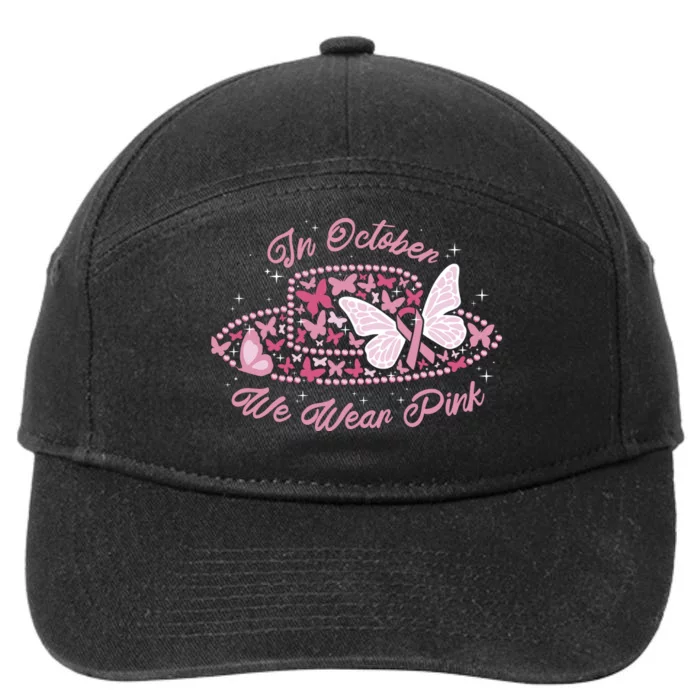 In October We Wear Pink Butterfly Ribbon 7-Panel Snapback Hat