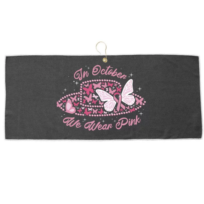 In October We Wear Pink Butterfly Ribbon Large Microfiber Waffle Golf Towel