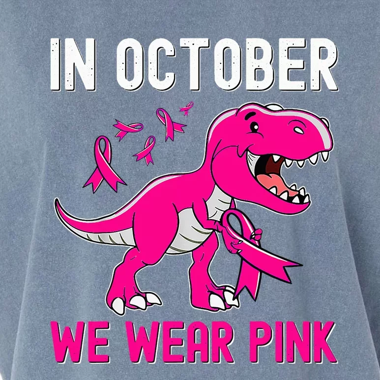 In October We Wear Pink Breast Cancer Trex Dino Garment-Dyed Women's Muscle Tee