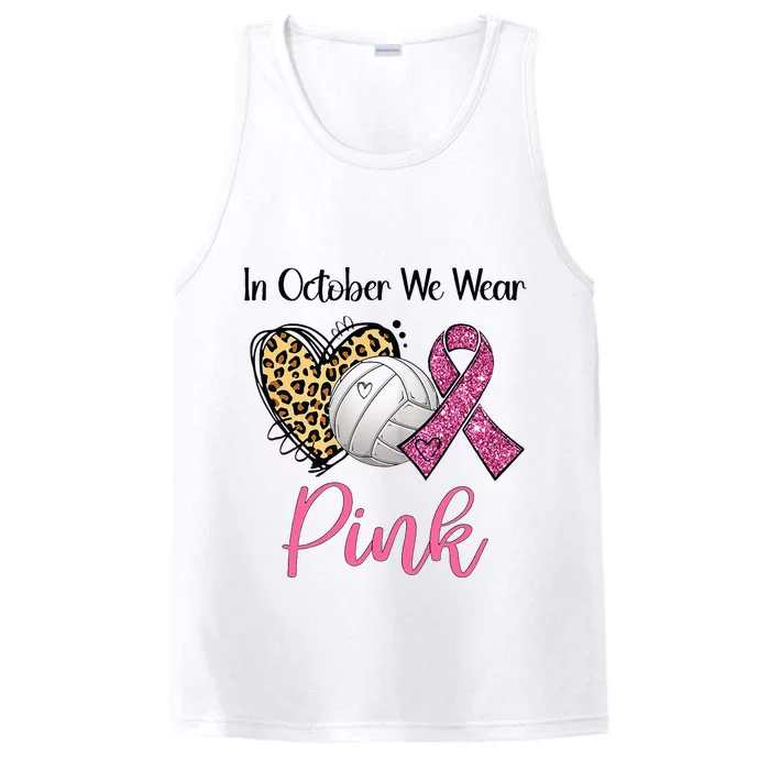 In October We Wear Pink Volleyball Breast Cancer Awareness Performance Tank