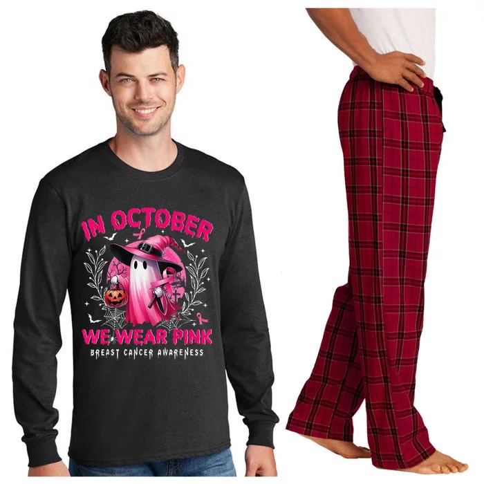 In October We Wear Pin.K Ghost Witch Breast Cancer Awareness Long Sleeve Pajama Set