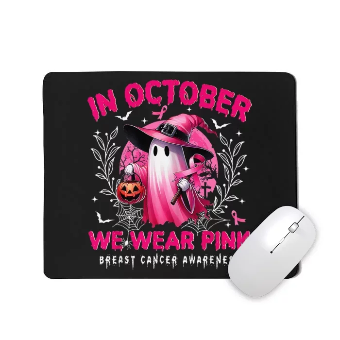 In October We Wear Pin.K Ghost Witch Breast Cancer Awareness Mousepad