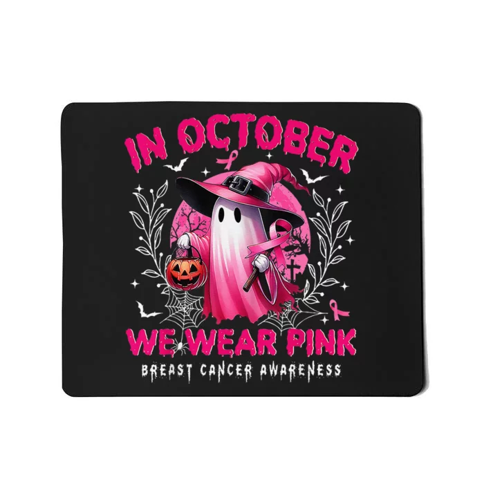 In October We Wear Pin.K Ghost Witch Breast Cancer Awareness Mousepad