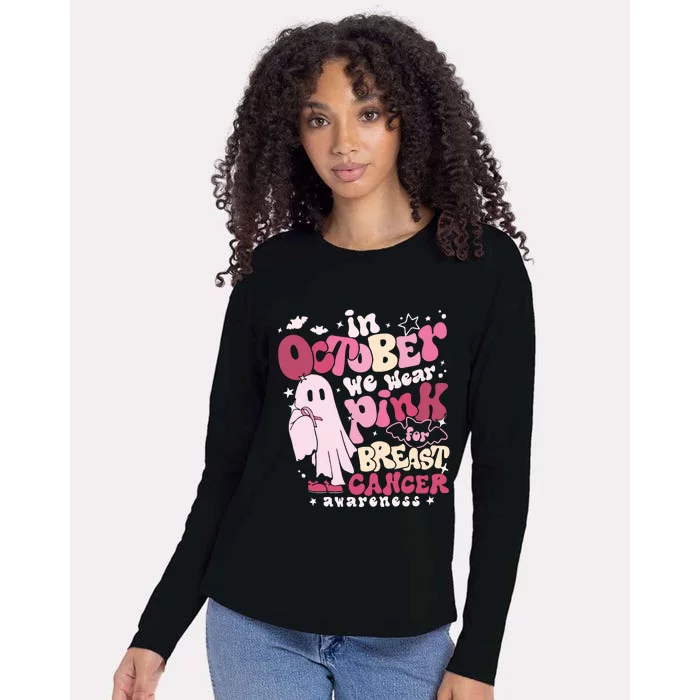 In October We Wear Pink Breast Cancer Womens Cotton Relaxed Long Sleeve T-Shirt