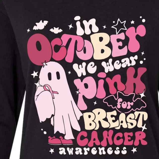 In October We Wear Pink Breast Cancer Womens Cotton Relaxed Long Sleeve T-Shirt