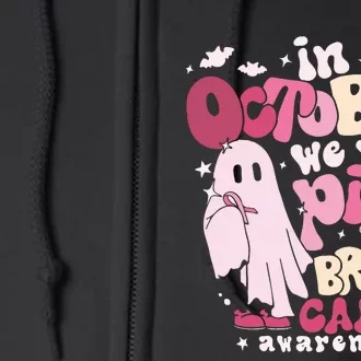 In October We Wear Pink Breast Cancer Full Zip Hoodie