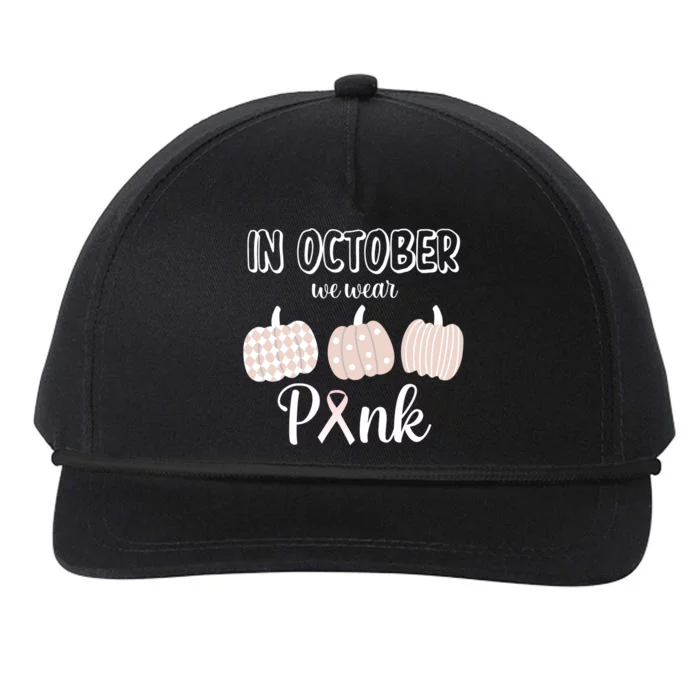 In October We Wear Pink Pumpkin Breast Cancer Snapback Five-Panel Rope Hat