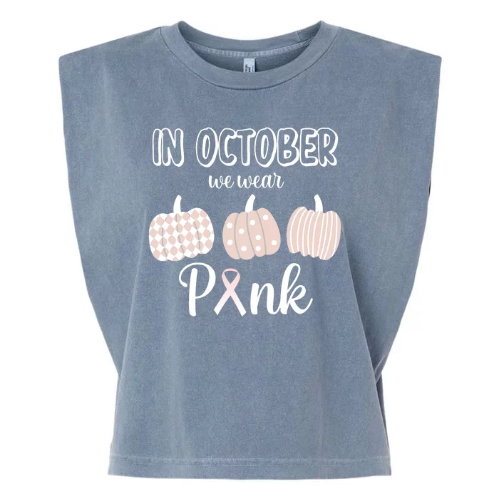 In October We Wear Pink Pumpkin Breast Cancer Garment-Dyed Women's Muscle Tee