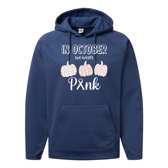 In October We Wear Pink Pumpkin Breast Cancer Performance Fleece Hoodie