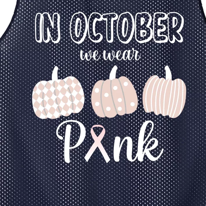 In October We Wear Pink Pumpkin Breast Cancer Mesh Reversible Basketball Jersey Tank