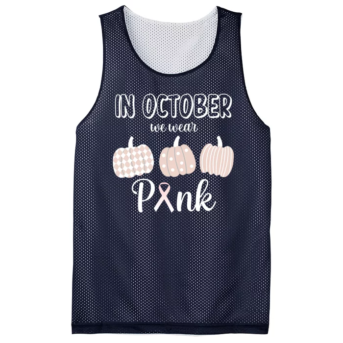 In October We Wear Pink Pumpkin Breast Cancer Mesh Reversible Basketball Jersey Tank