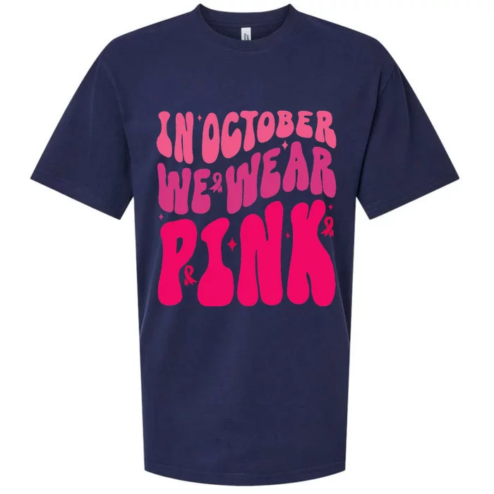 In October We Wear Pink Breast Cancer Awareness Sueded Cloud Jersey T-Shirt