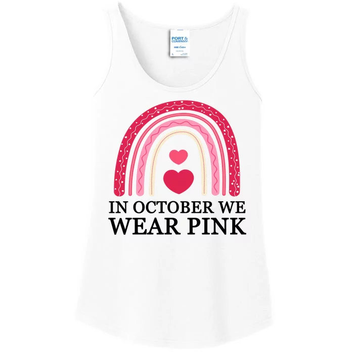 In October We Wear Pink Breast Cancer Rainbow Ladies Essential Tank