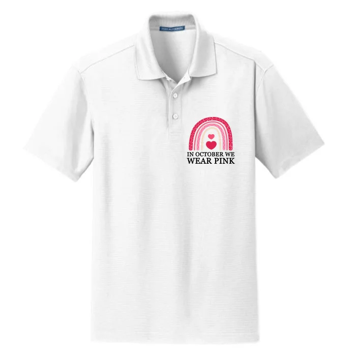 In October We Wear Pink Breast Cancer Rainbow Dry Zone Grid Performance Polo