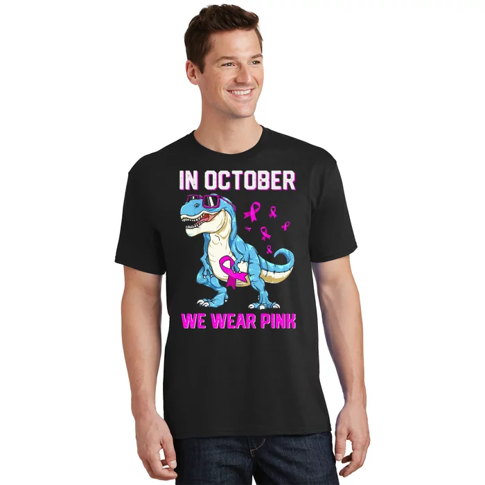 In October We Wear Pink Breast Cancer Trex Dino T-Shirt