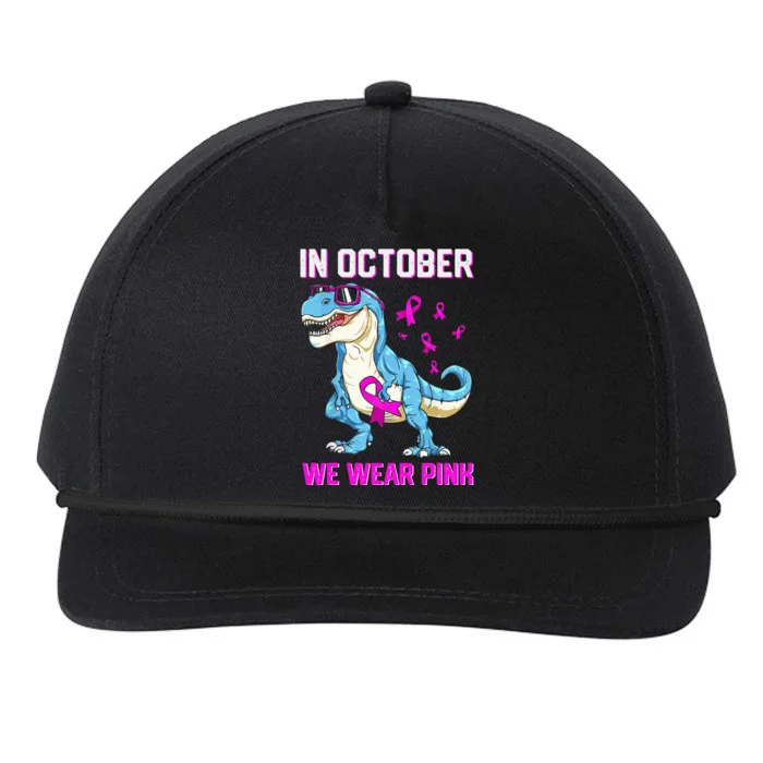 In October We Wear Pink Breast Cancer Trex Dino Snapback Five-Panel Rope Hat