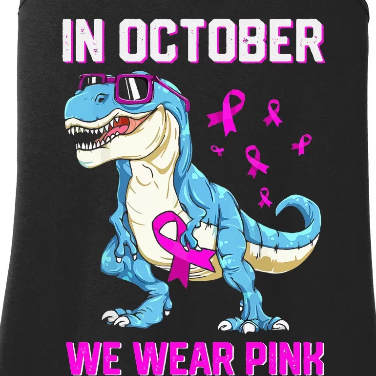 In October We Wear Pink Breast Cancer Trex Dino Ladies Essential Tank