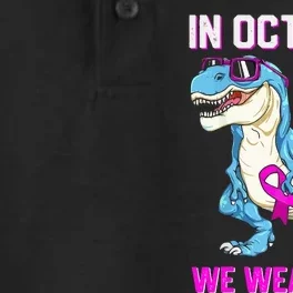 In October We Wear Pink Breast Cancer Trex Dino Dry Zone Grid Performance Polo